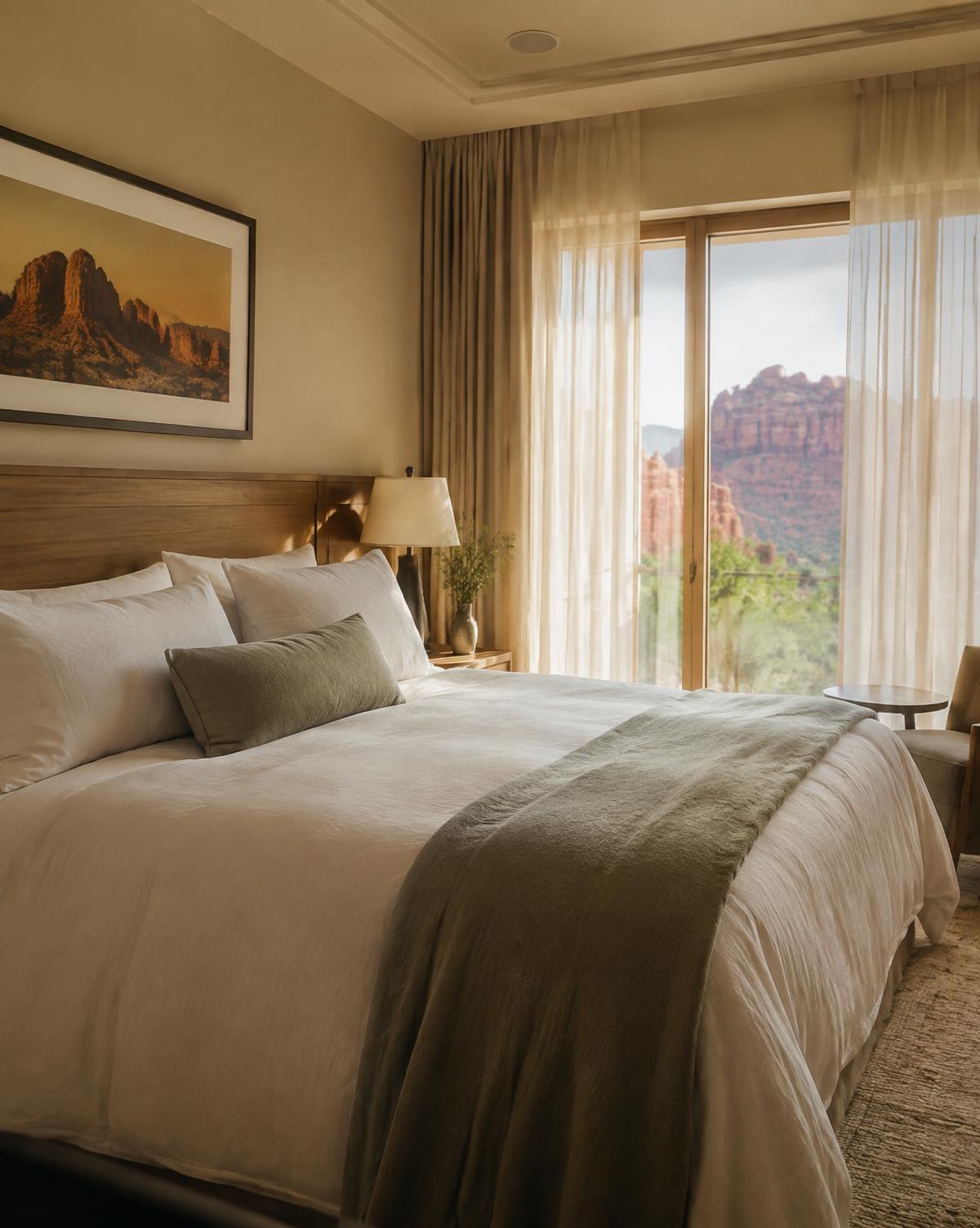 Newly furnished Sedona bedroom ready for move-in